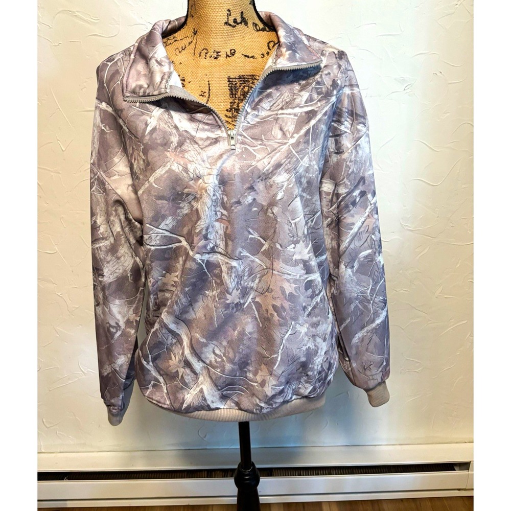 SHEIN Womens Camo Pullover Medium Hunting Camouflage 1/4 Zip Long Sleeve Shirt